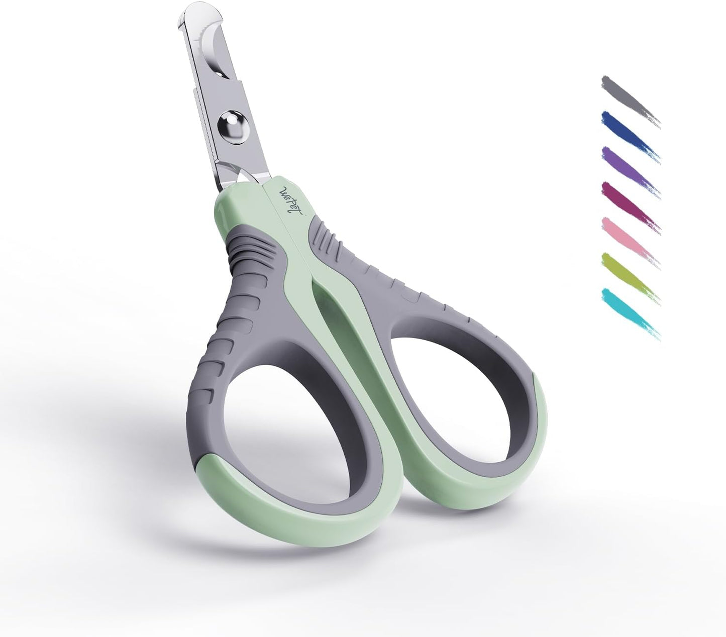 Professional Pet Nail Clippers U07.1, Curved Scissor Design for Cats, Kittens, Dogs, Puppies, and Small Animals, White/Pine Green