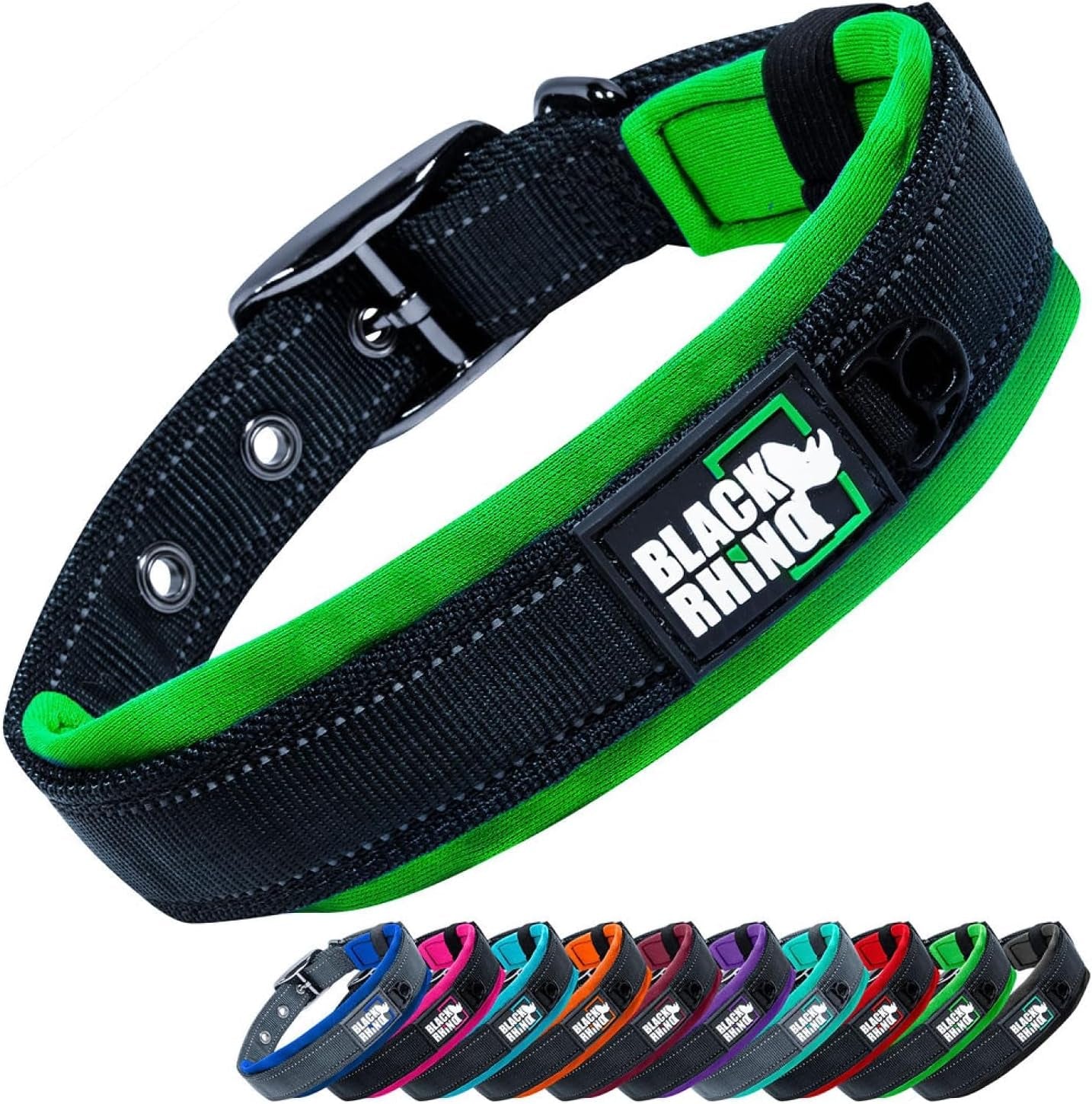 Medium Dog Collar - Adjustable Reflective Heavy-Duty Design with Ultra-Soft Neoprene Padding - Weatherproof and Durable - Perfect for Active Dogs - Aqua and Gray