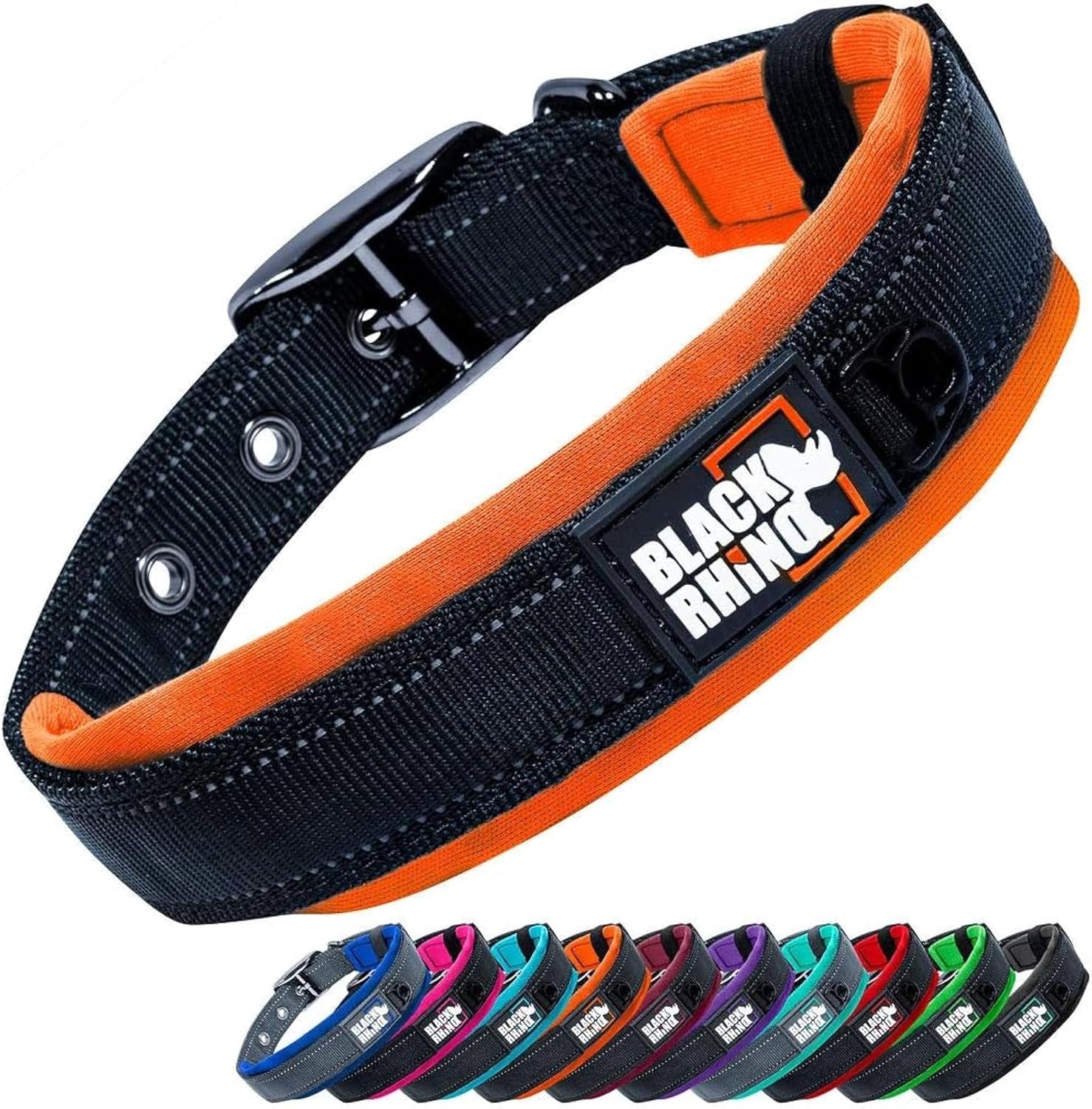 Medium Dog Collar - Adjustable Reflective Heavy-Duty Design with Ultra-Soft Neoprene Padding - Weatherproof and Durable - Perfect for Active Dogs - Aqua and Gray