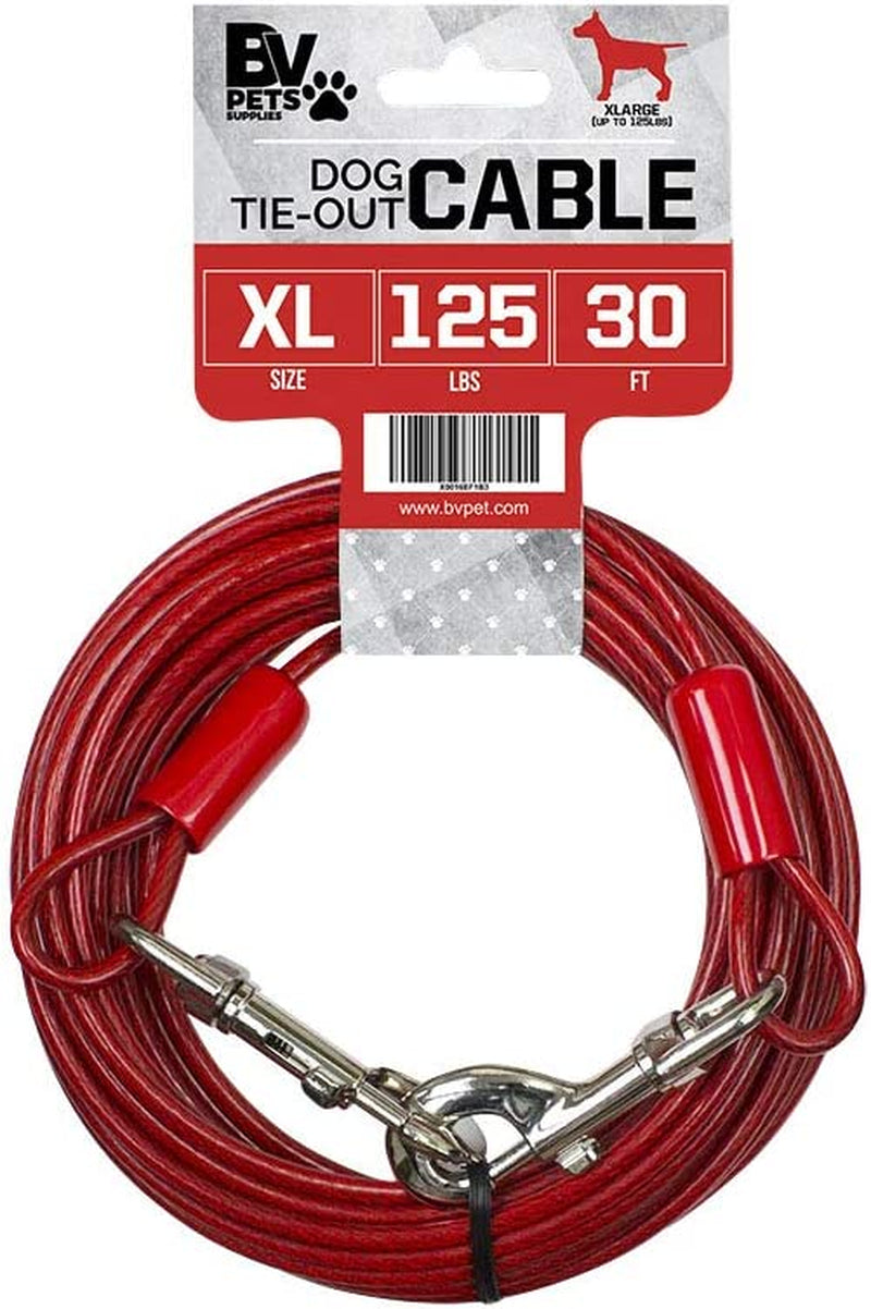 25-Foot Heavy-Duty Dog Tie-Out Cable for Dogs Up to 90 Pounds - Reflective, Rust-Resistant with Quick Release Swivel Clips & 360° Rotating Clasp - Tangle-Free Runner for Yard (Silver, Single)