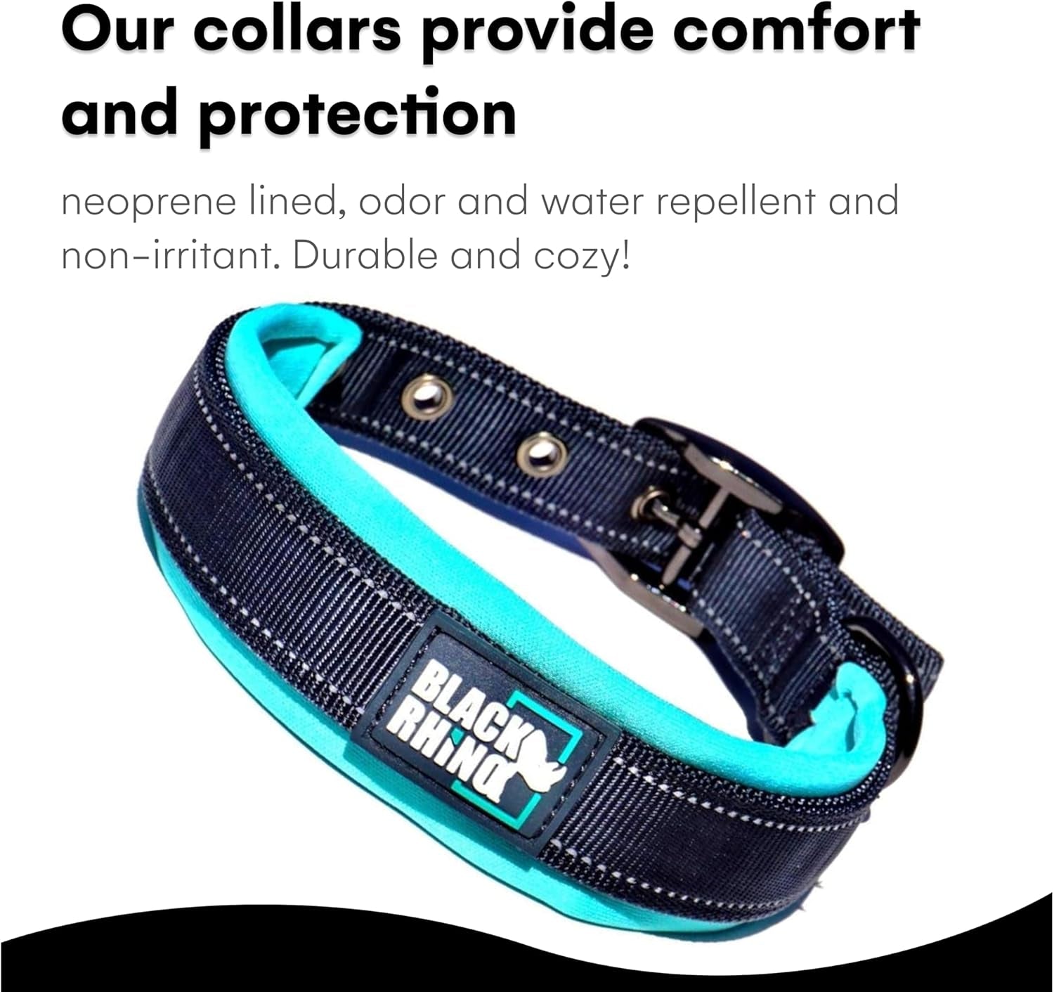 Medium Dog Collar - Adjustable Reflective Heavy-Duty Design with Ultra-Soft Neoprene Padding - Weatherproof and Durable - Perfect for Active Dogs - Aqua and Gray