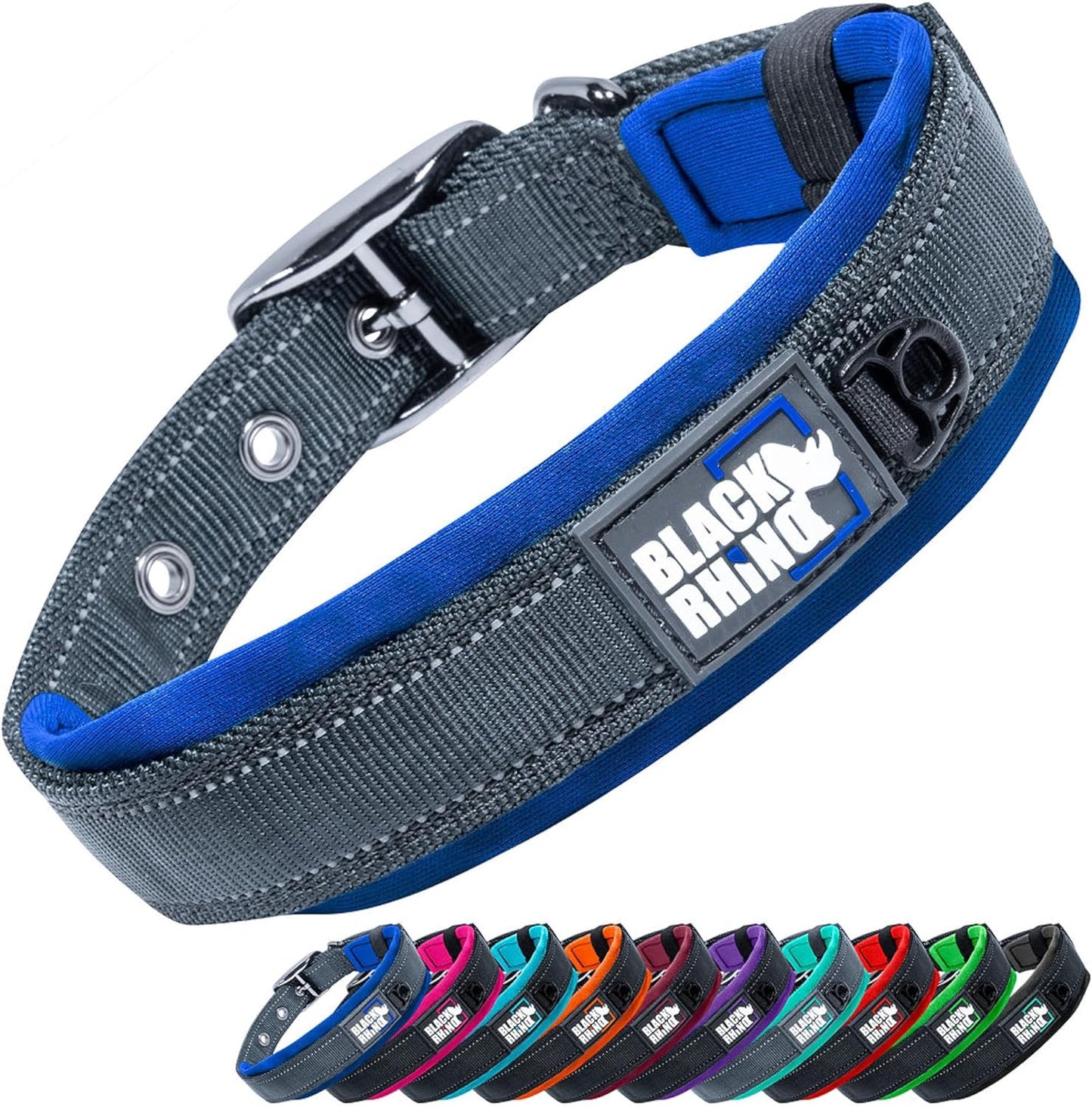 Medium Dog Collar - Adjustable Reflective Heavy-Duty Design with Ultra-Soft Neoprene Padding - Weatherproof and Durable - Perfect for Active Dogs - Aqua and Gray