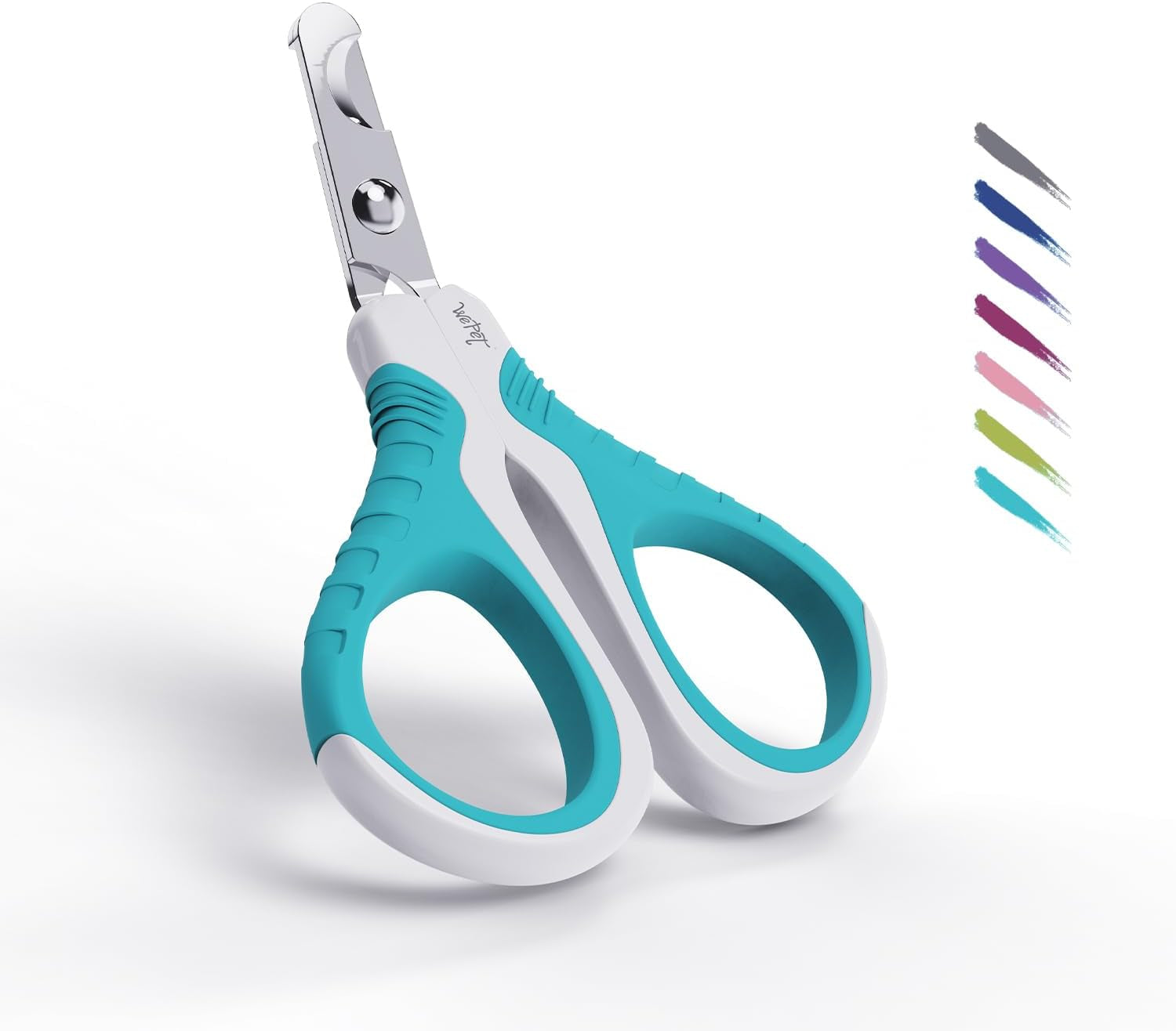 Professional Pet Nail Clippers U07.1, Curved Scissor Design for Cats, Kittens, Dogs, Puppies, and Small Animals, White/Pine Green