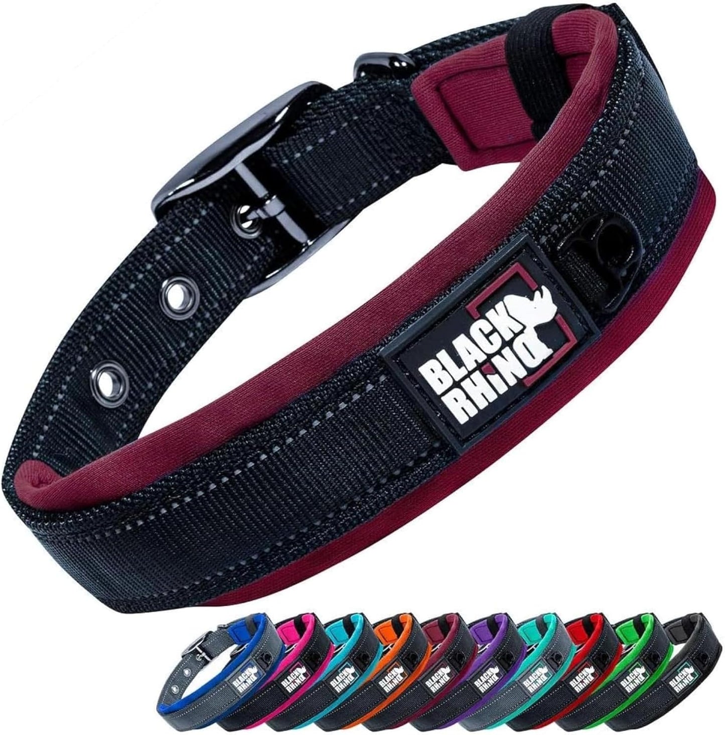 Medium Dog Collar - Adjustable Reflective Heavy-Duty Design with Ultra-Soft Neoprene Padding - Weatherproof and Durable - Perfect for Active Dogs - Aqua and Gray