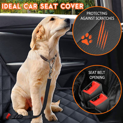 Waterproof Dog Car Seat Cover - Non-Slip Back Seat Protector for Cars, Trucks, and SUVs, Compatible with Middle Armrest - Black