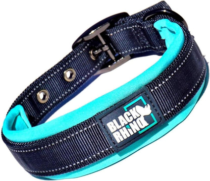 Medium Dog Collar - Adjustable Reflective Heavy-Duty Design with Ultra-Soft Neoprene Padding - Weatherproof and Durable - Perfect for Active Dogs - Aqua and Gray