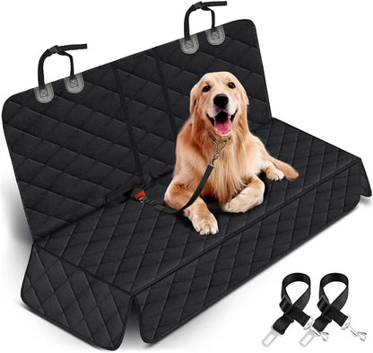 Waterproof Dog Car Seat Cover - Non-Slip Back Seat Protector for Cars, Trucks, and SUVs, Compatible with Middle Armrest - Black