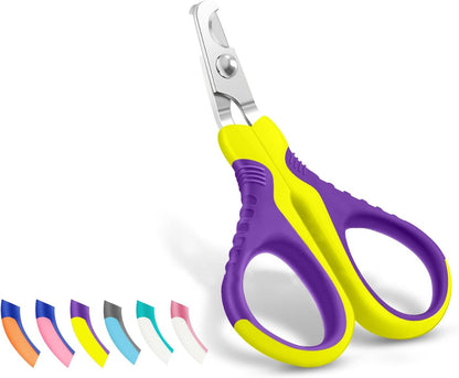 Professional Pet Nail Clippers U07.1, Curved Scissor Design for Cats, Kittens, Dogs, Puppies, and Small Animals, White/Pine Green