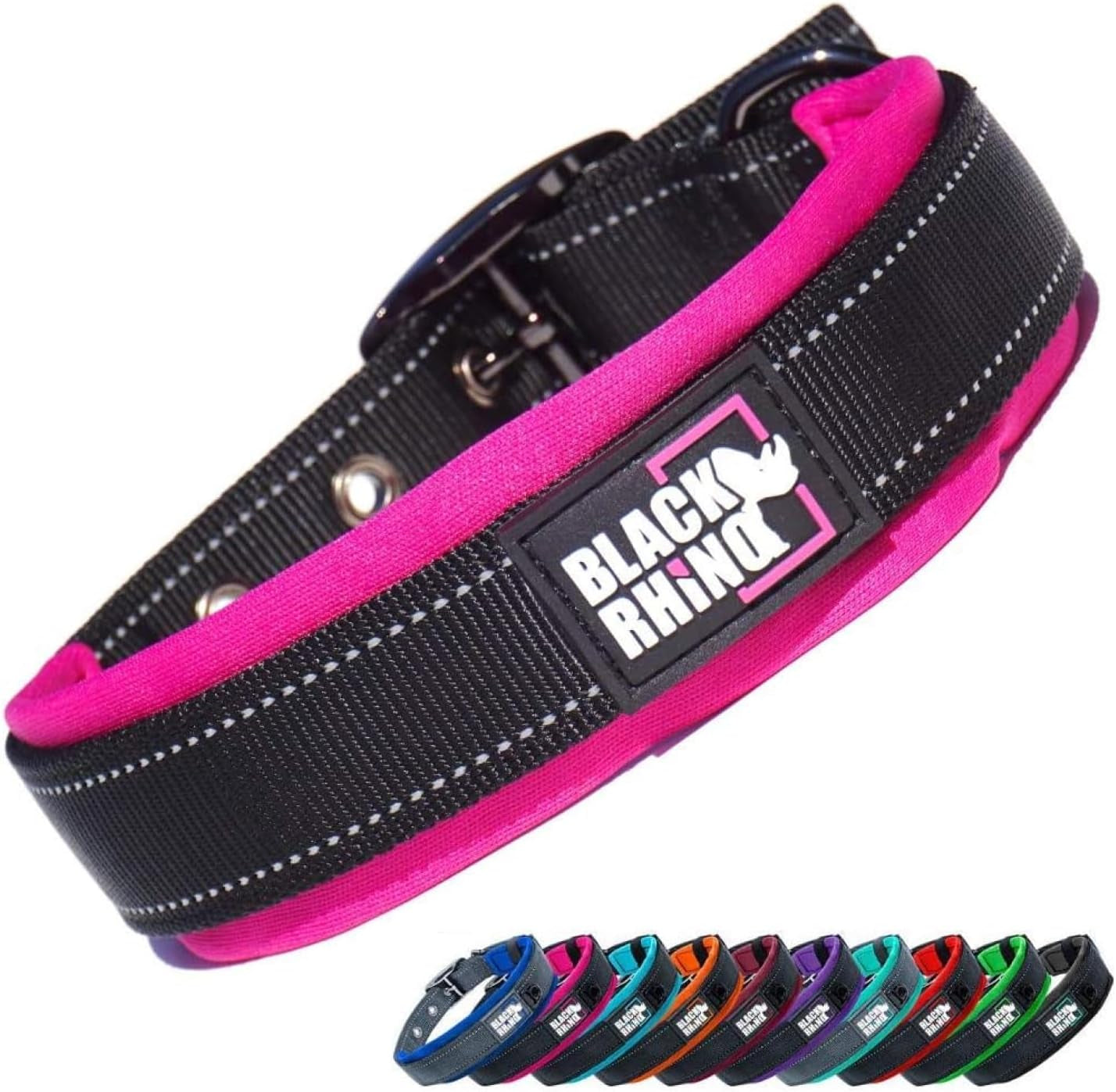 Medium Dog Collar - Adjustable Reflective Heavy-Duty Design with Ultra-Soft Neoprene Padding - Weatherproof and Durable - Perfect for Active Dogs - Aqua and Gray