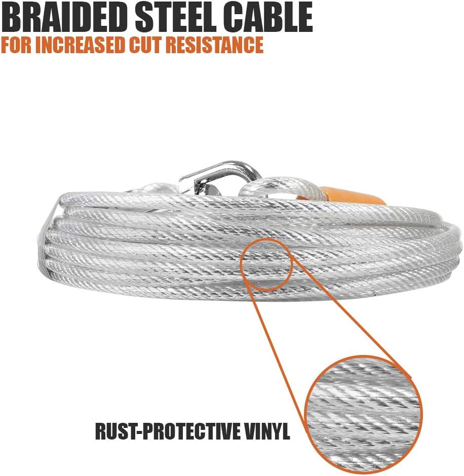 25-Foot Heavy-Duty Dog Tie-Out Cable for Dogs Up to 90 Pounds - Reflective, Rust-Resistant with Quick Release Swivel Clips & 360° Rotating Clasp - Tangle-Free Runner for Yard (Silver, Single)