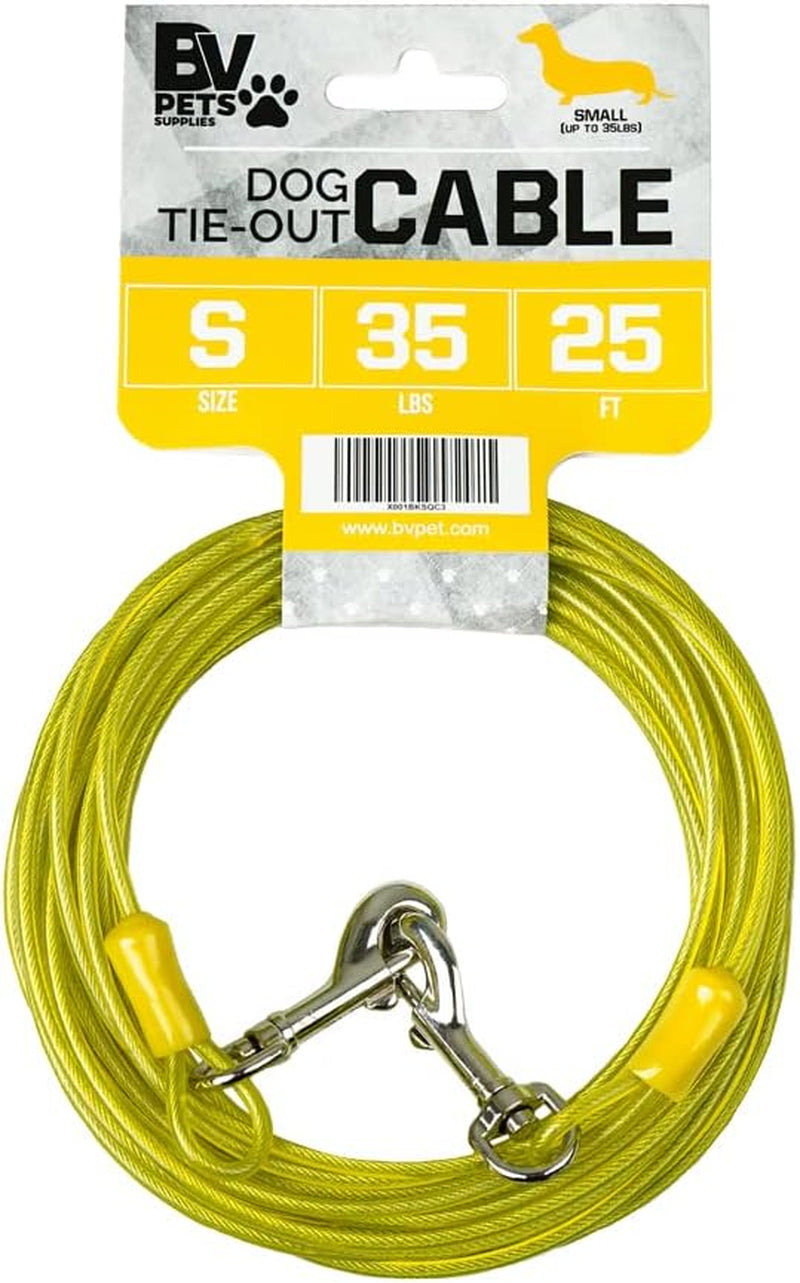 25-Foot Heavy-Duty Dog Tie-Out Cable for Dogs Up to 90 Pounds - Reflective, Rust-Resistant with Quick Release Swivel Clips & 360° Rotating Clasp - Tangle-Free Runner for Yard (Silver, Single)