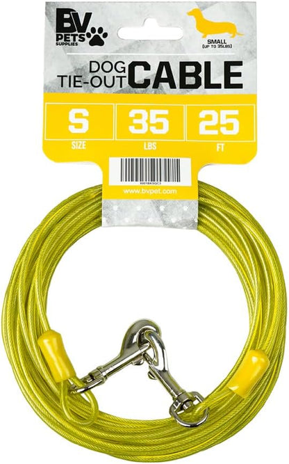 25-Foot Heavy-Duty Dog Tie-Out Cable for Dogs Up to 90 Pounds - Reflective, Rust-Resistant with Quick Release Swivel Clips & 360° Rotating Clasp - Tangle-Free Runner for Yard (Silver, Single)