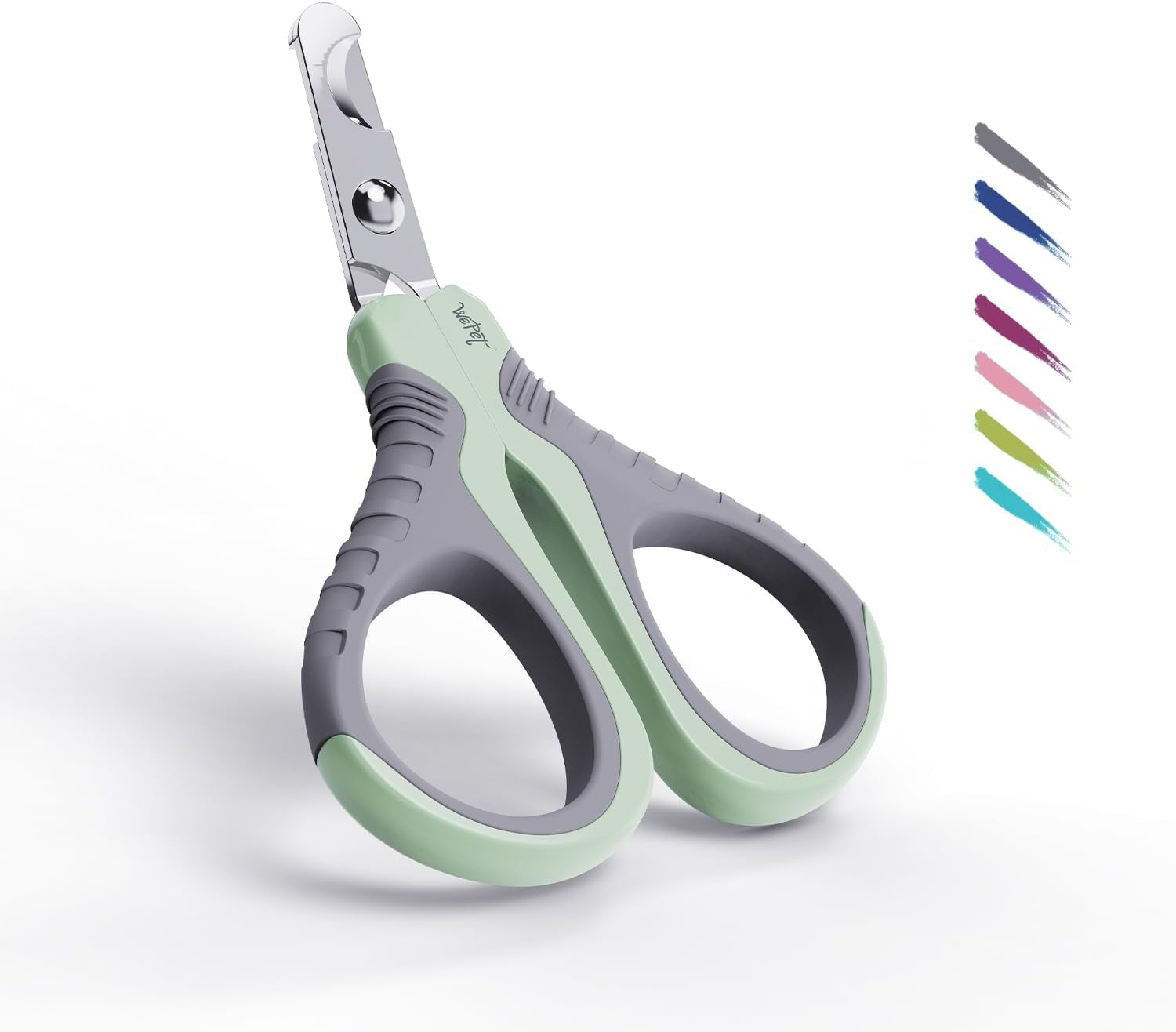 Professional Pet Nail Clippers U07.1, Curved Scissor Design for Cats, Kittens, Dogs, Puppies, and Small Animals, White/Pine Green