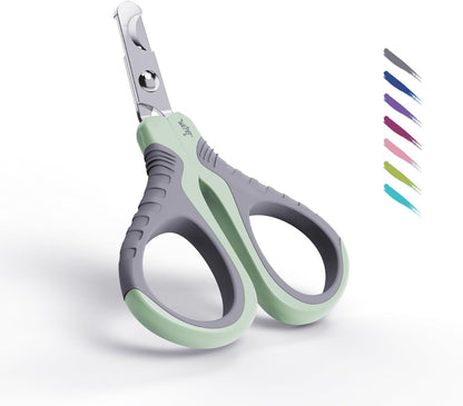 Professional Pet Nail Clippers U07.1, Curved Scissor Design for Cats, Kittens, Dogs, Puppies, and Small Animals, White/Pine Green